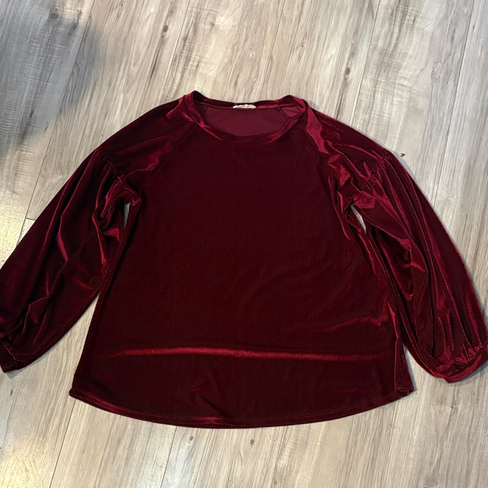 Luxurious Velvet Burgundy Blouse